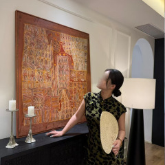 中古风入户玄关高级感装饰画小众艺术版画民宿酒店轻奢大白墙挂画