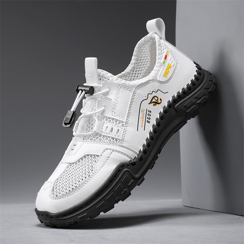 Cross-Border Large Size Men's Breathable Hollow Mesh Shoes with Hand-Stitched Stitching, Outdoor Hiking Shoes, Sports Casual Shoes for Men Cross-Border Large Size Men's Breathable Hollow Mesh Shoes with Hand-Stitched Stitching, Outdoor Hiking Shoes, Sports Casual Shoes for Men