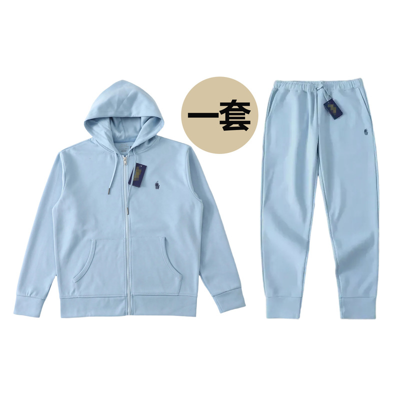 Cross-Border High-Quality Raff Rl Basic Pony Logo Embroidered Logo Spring and Autum Hooded Sweatshirt Men's and Women's Suits