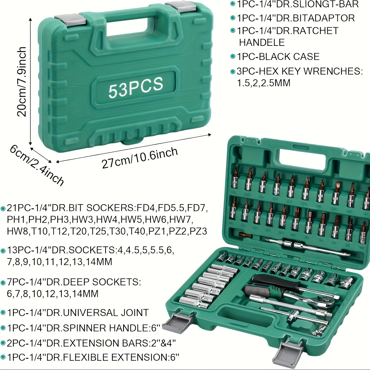 216 53 46PC Ultimate Auto Mechanic Tool Kit Premium Herramientas del coche