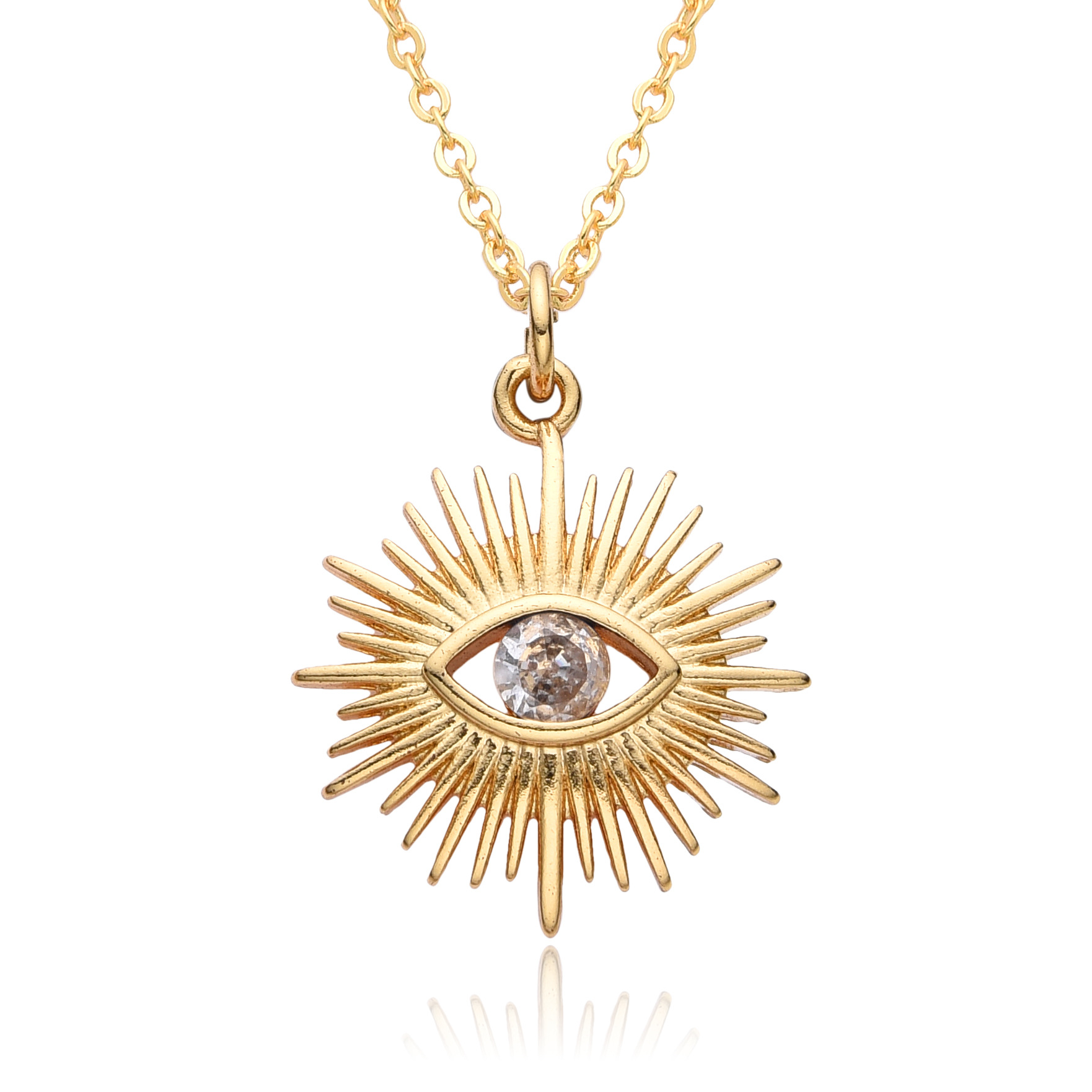 14g Weight 18K Gold Plated Plating Material Copper Pendant Material Zircon Inlay Material Pendant Necklace Classification Copper Chain Material cable chain Chain Type 1 Piece Quantity Daily Occasion Copper Material Geometric, Eye Pattern Women's Gender Hollow Out, Inlay Design Casual, Simple Style Style Copper 18K Gold Plated Hollow Out Inlay Geometric Eye Zircon Pendant Necklace 9