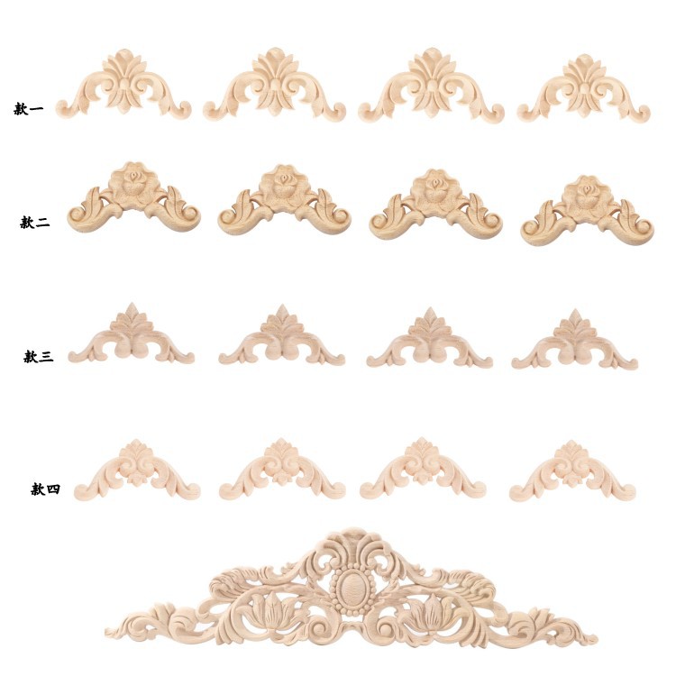 东阳木雕 欧式装修小配件 橡胶木雕花角花 橱柜门窗装饰花零售