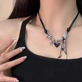 黑色皮绳chorker项链女个性小众高级感颈带气质高级感配饰锁骨链