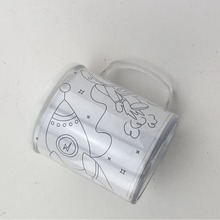 厂家批发 儿童卡通创意可涂画双层塑料水杯 透明双层水杯