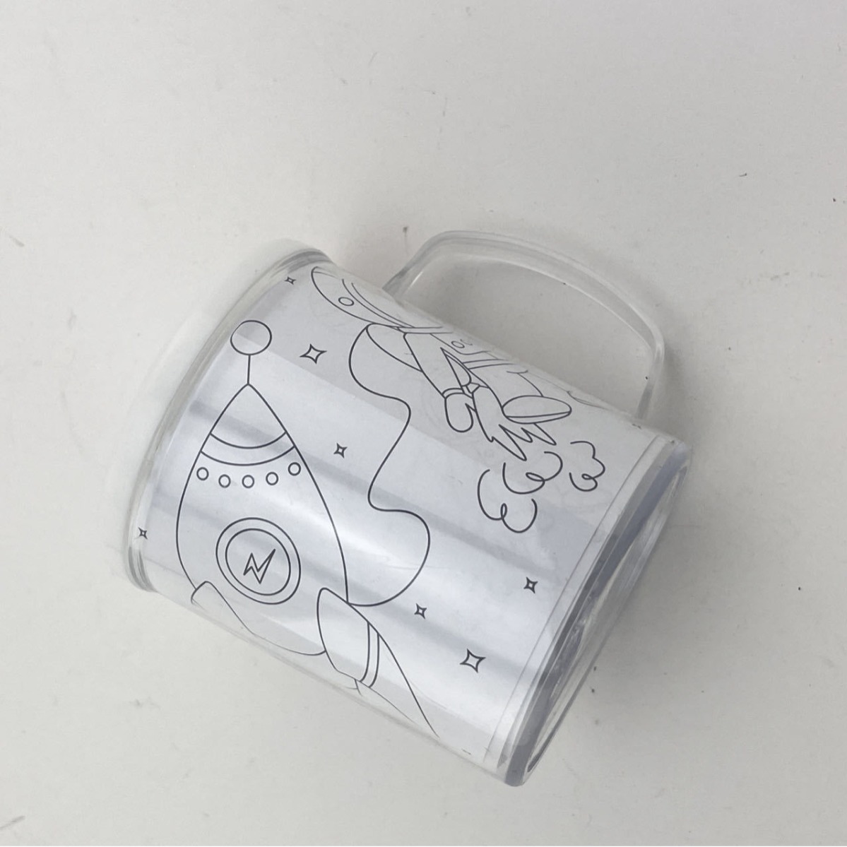 厂家批发 儿童卡通创意可涂画双层塑料水杯 透明双层水杯