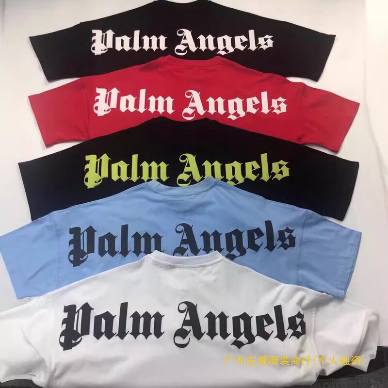 European and American Cross-Border High Version Pl Trendy Brand Letter Foam Palm Angel Men's and Women's Hip-Hop Short-Sleeved T-Shirt