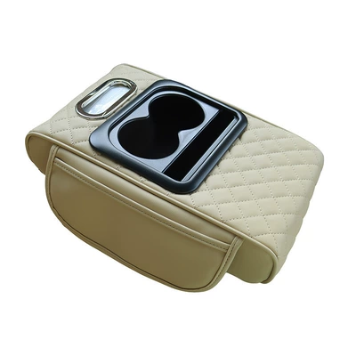 universal car cup holder storage — Armrest box pad - gt-6-embroidery-model-2m-colors-free-pack-of-small-tissues