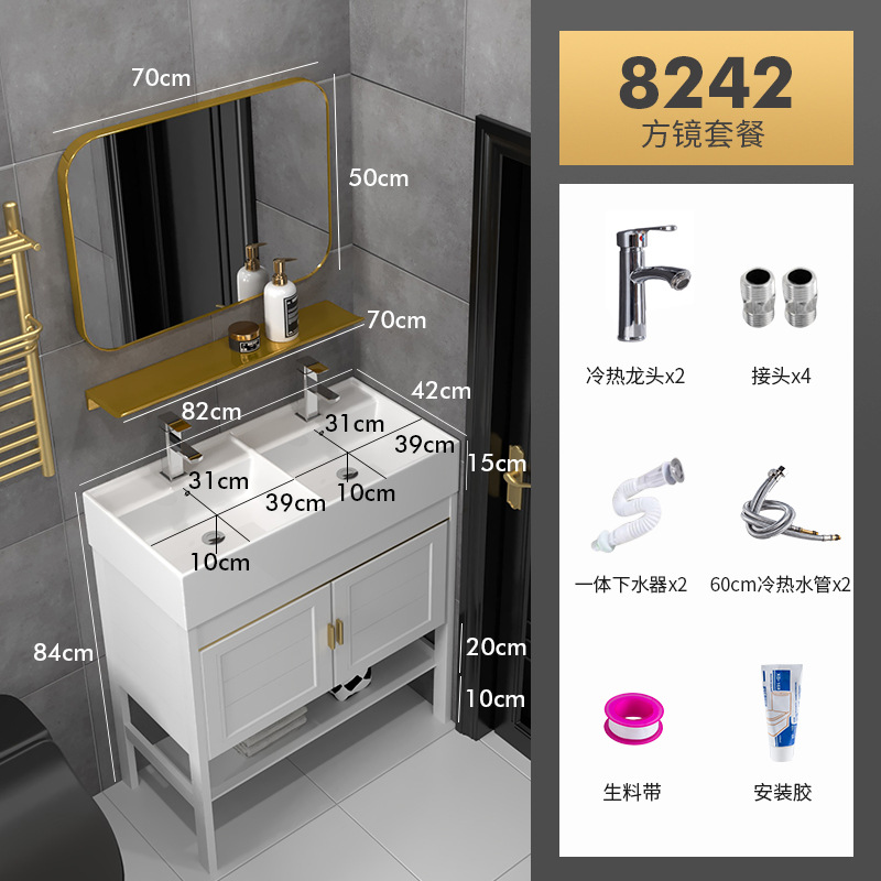 Mueble de baño de aluminio estrecho y largo espacio doble lavabo integrado de cerámica tamaño pequeño lavabo de baño lavabo 30cm