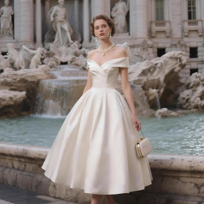 Cross-Border Light Wedding Dress 2026 New High-End White Engagement Dress Princess Coming-Of-Age Ceremony Party Dinner Satin Cross-Border Light Wedding Dress 2026 New High-End White Engagement Dress Princess Coming-Of-Age Ceremony Party Dinner Satin