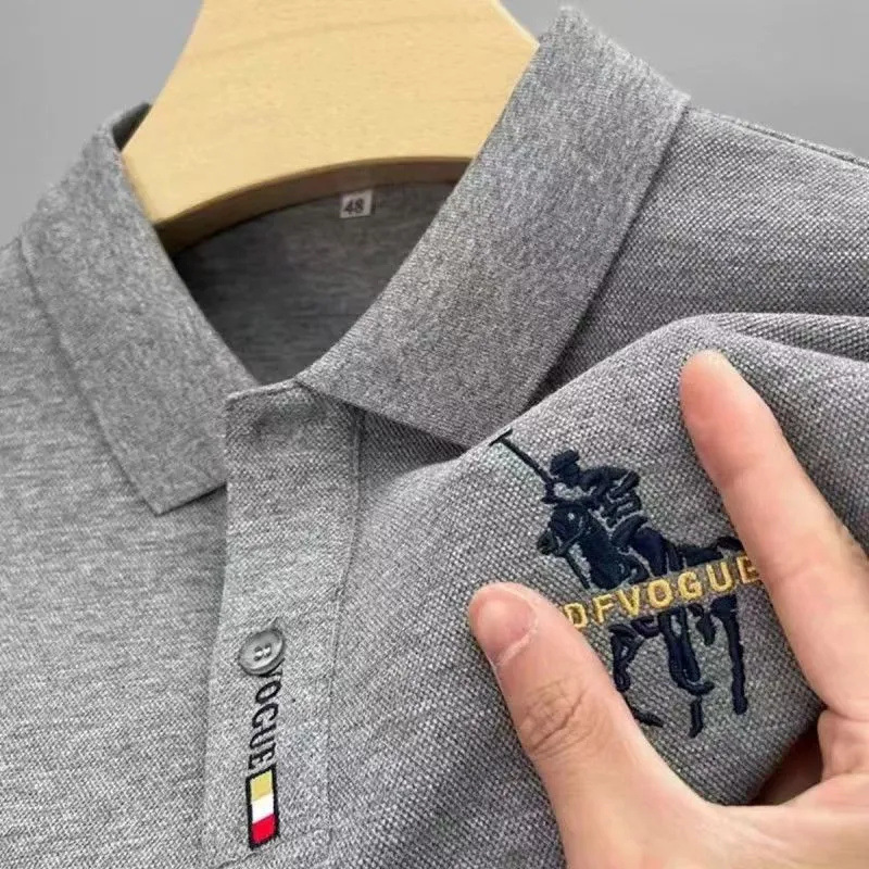 Verano de los hombres de manga corta Camiseta Paul de gama alta bordado solapa Polo Comercio exterior pesado de media manga superior de los hombres