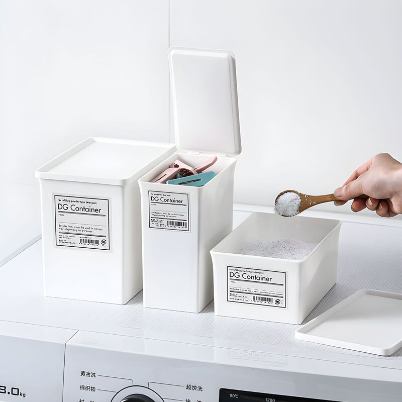 Laundry Detergent Storage Box, Storage Container, Large and Small Sizes, with Lid, Sorting Plastic Bucket, Sealed Container, Japanese-Style Household Use