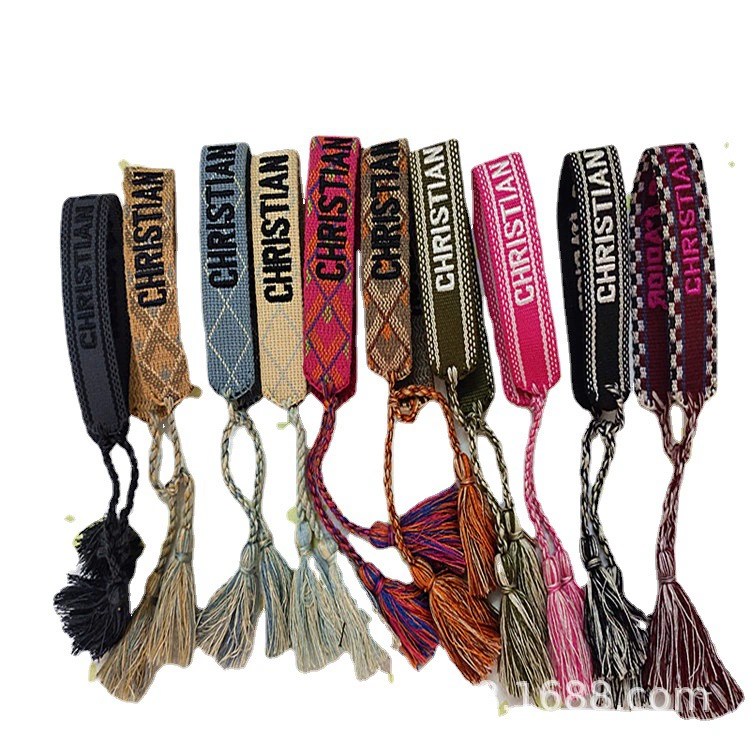 Европейский и американский самый продаваемый браслет с буквами рекламный бренд D домашний браслет с вышивкой хлопковой нитью вышивка письмо браслет с кисточкой