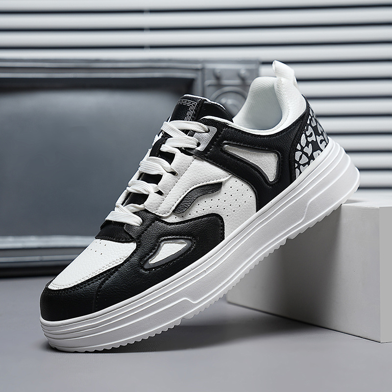 跨境大碼皮面板鞋男女情侶時尚百搭厚底晉江運動鞋超輕休閒小白鞋