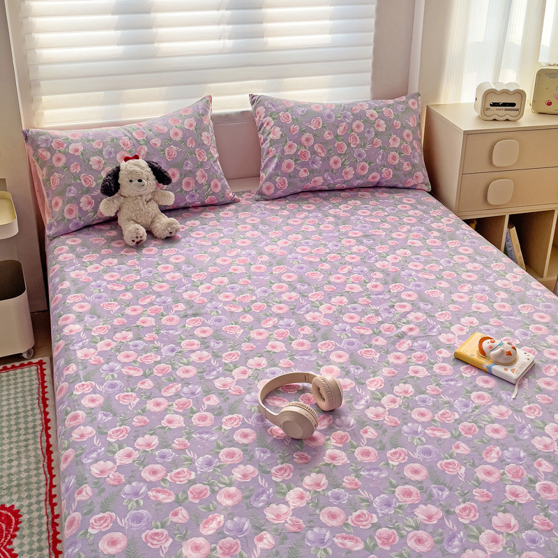 Sábanas a cuadros de algodón puro pieza individual 100 cama individual de algodón funda de almohada para dormitorio infantil traje de tres piezas