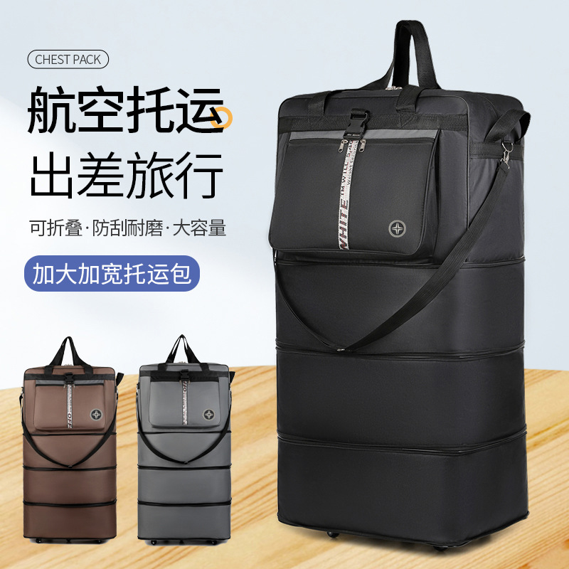 Large-Capacity Trolley Luggage Bag, Travel Bag, Foldable Airline Checked Bag, Storage Bag for Studying Abroad and Moving