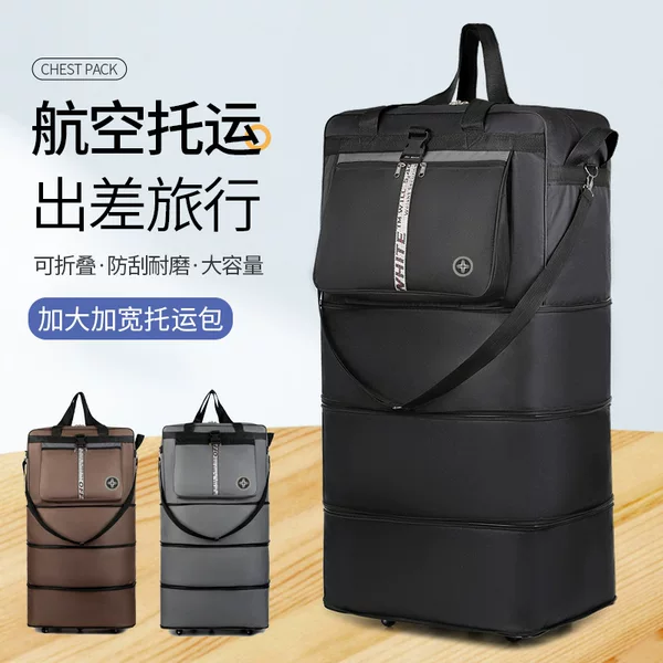 Large-Capacity Trolley Luggage Bag, Travel Bag, Foldable Airline Checked Bag, Storage Bag for Studying Abroad and Moving