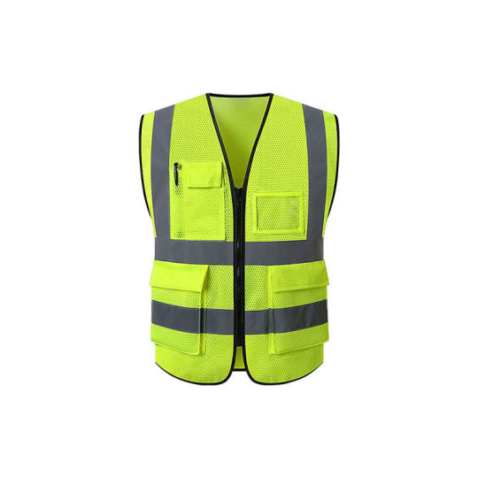 Peach heart Net multi-pocket breathable reflective vest outdoor construction traffic duty vest safety protection reflective clothing