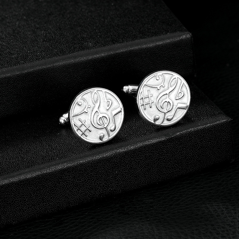 personalità moda nuovo simbolo nota musicale gemelli lega metallo versatile camicia semplice business gemelli_voghion.com