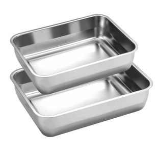Cross-border 304 stainless steel baking tray oven special plate deepening thickened square plate baking tray stainless steel square basin