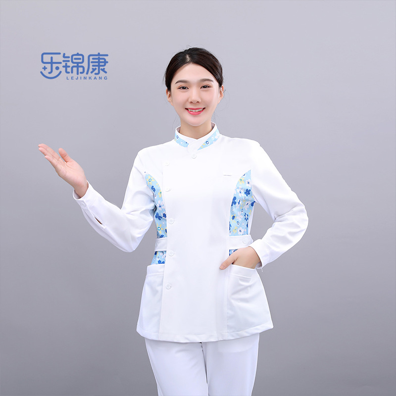 乐锦康现货护士服分体套装工作服长袖短袖月嫂美容院医院印花制服