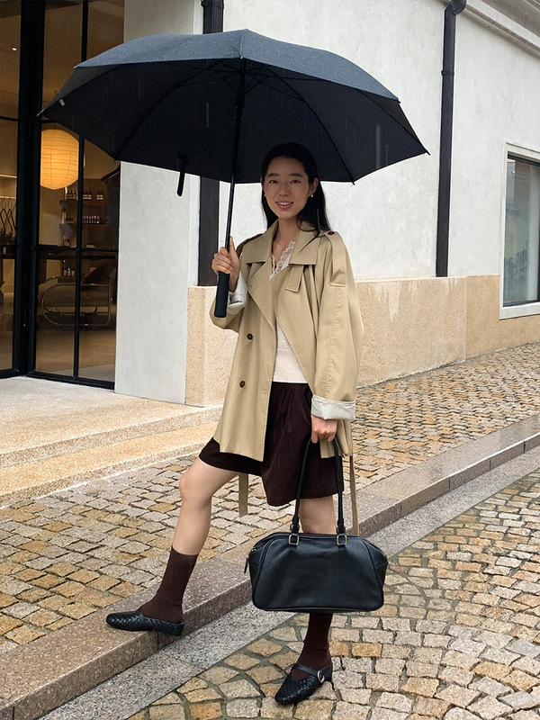 MOXI十三行女装2025秋季新款韩版立领外套小个子中长款风衣外套女|undefined