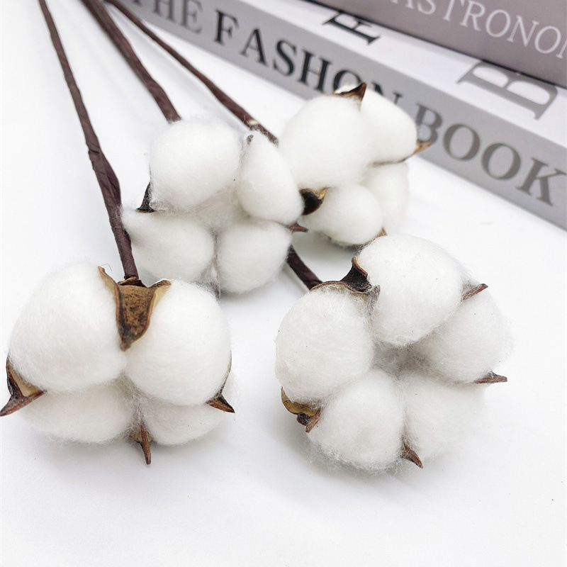 Cabeza de algodón artificial flor seca natural hecho a mano vintage estilo rústico arreglo floral guirnalda ramo accesorios de tiro