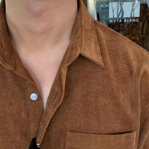 Academic Style Corduroy Shirt for Men - Spring and Autumn New Arrival Youth Formal Long-Sleeve Blouse Korean Version Men's Outerwear