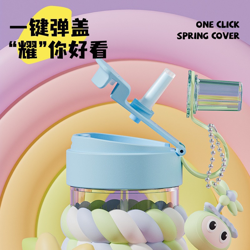 Taza de agua de vidrio de caramelo doble bebida borosilicato estudiante taza de alto valor para niñas taza de paja portátil resistente a altas temperaturas de verano