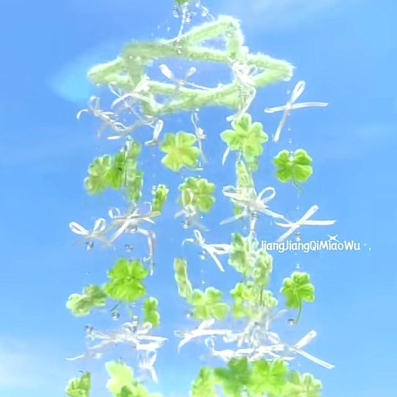 Lucky Four-Leaf Clover Wind Chime Handmade DIY Twist Stick Material Kit Balcony Bedroom Hanging Decoration Gift for Girlfriend or Best Friend on Qixi Festival Lucky Four-Leaf Clover Wind Chime Handmade DIY Twist Stick Material Kit Balcony Bedroom Hanging Decoration Gift for Girlfriend or Best Friend on Qixi Festival