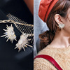 Silver needle, fashionable elegant earrings, silver 925 sample, diamond encrusted, European style