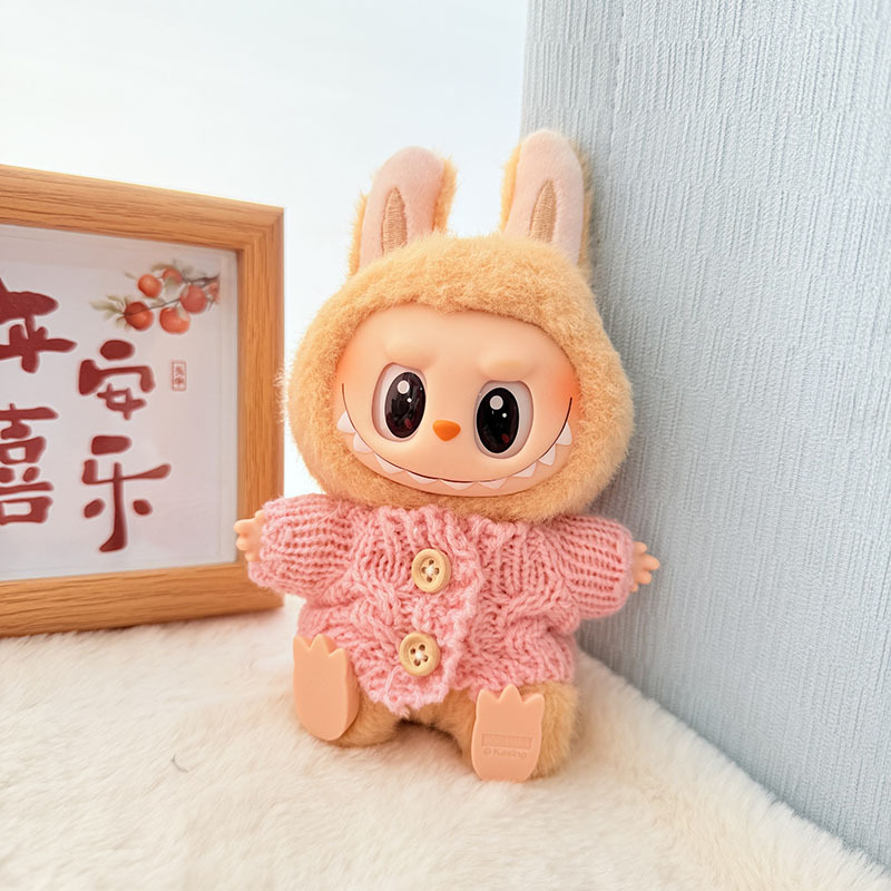 Solo ropa] Llavero de primera y segunda generación Labubu colgante de ropa Rabubu ropa de bebé suéter de punto traje de sombrero