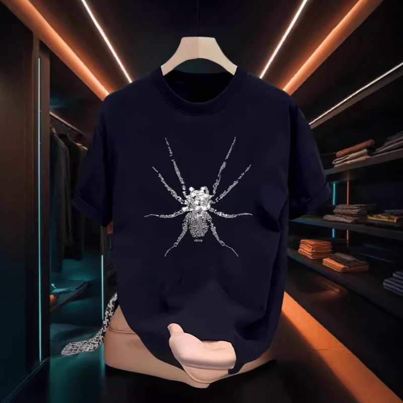 High-end men's short-sleeved T-shirt summer 2024 new fashion brand simple printed cotton crew neck T-shirt for men High-end men's short-sleeved T-shirt summer 2024 new fashion brand simple printed cotton crew neck T-shirt for men