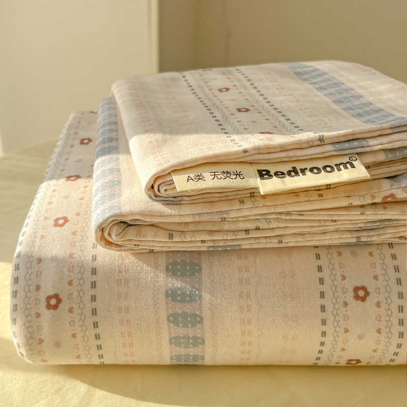 母子グレード A タイプ裸睡眠純綿シーツ小さな新鮮な綿シングルピース学生寮シングルとダブル枕カバー 3 点セット