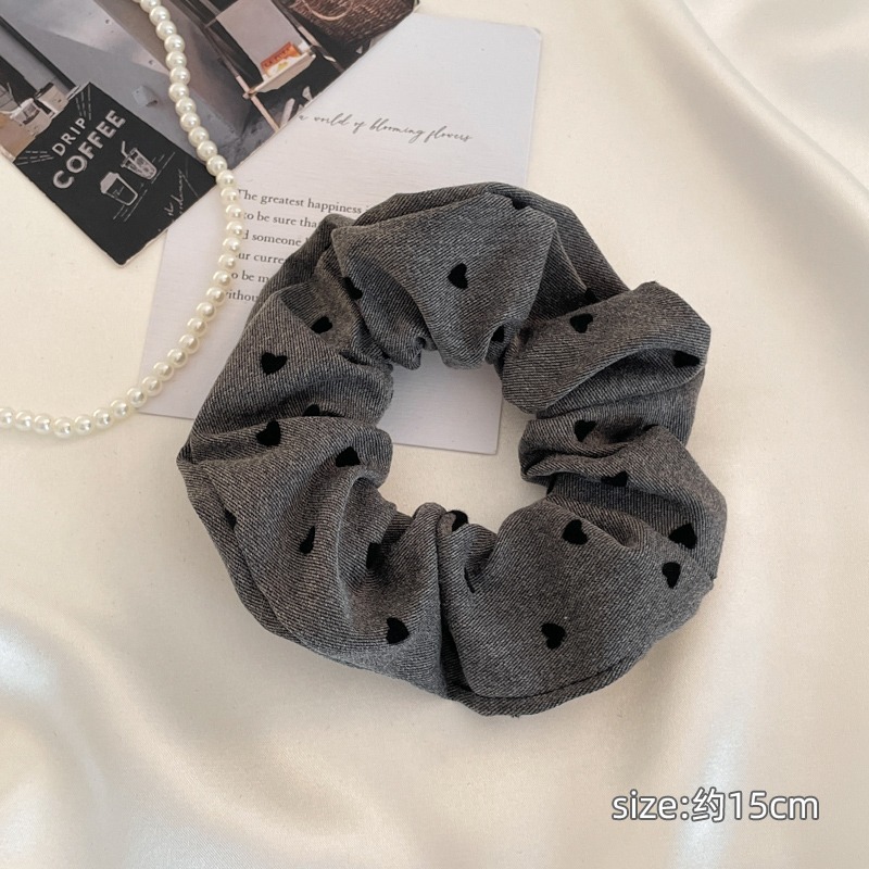 Arco negro gris anillo de cabello de intestino grueso femenino red2024 nuevo temperamento suave bola baja atada de cabello adornos de cabello