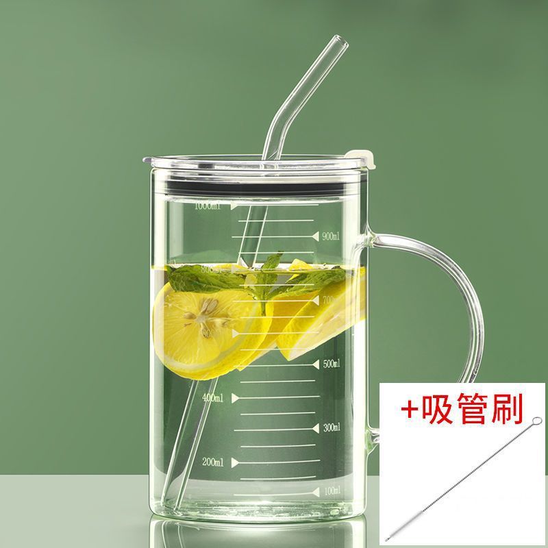 Glass plastic straw, brush