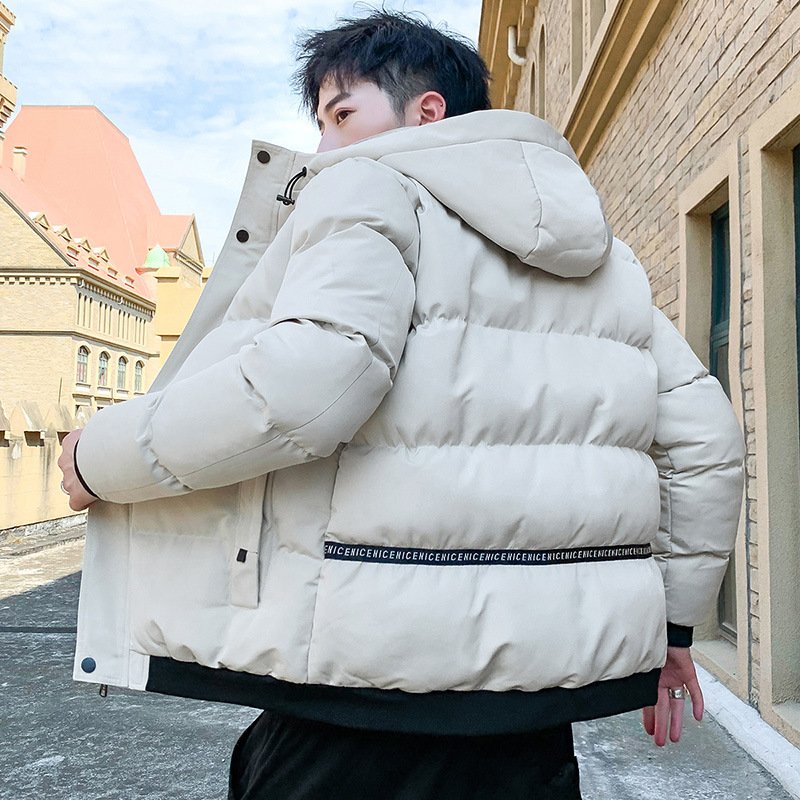 Abrigo acolchado de algodón de ladrillo transfronterizo para hombre 2021 Invierno moda marca de moda con capucha Abrigo acolchado de algodón de todo el Partido Abrigo acolchado de algodón forro polar engrosado más tamaño
