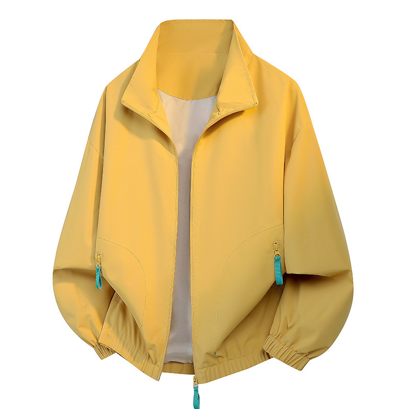 Spring and autumn jackets for men and women, trendy outdoor waterproof jackets, stand-up collar jackets for men, casual loose-fitting outerwear