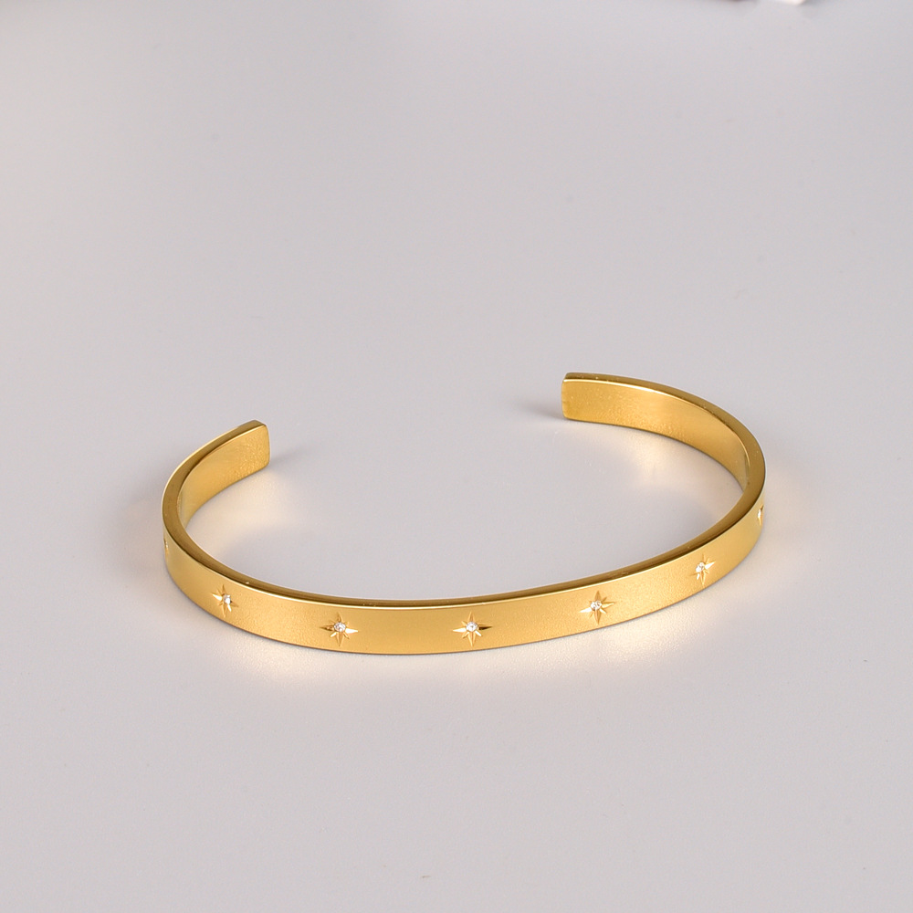 C46 Streamer Zehn Sterne Acht Sterne Offene Armbänder Armbänder Frauen Titan Stahl 18 Karat Gold Generation Fabrik display picture 1