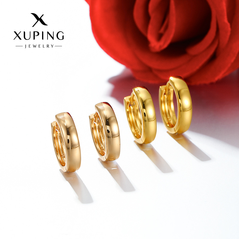 Xuping simple círculo geométrico brillante auriculares transfronterizos europeos y estadounidenses diarios fáciles de poner auriculares de aleación de cobre auriculares al por mayor mujeres