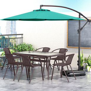 Outdoor Table and Chair with Umbrella Combination Courtyard Open-Air Garden Three-Piece Set Home Outdoor Leisure Balcony Small