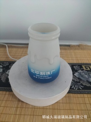 生产乳白料广口白瓷圆形玻璃瓶 批发高档小型饮料瓶奶瓶酸奶瓶|ru