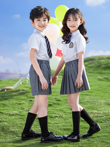 Preschool summer uniform in British style, primary school class uniform, college-style summer graduation performance costumes for children, children's performance costumes