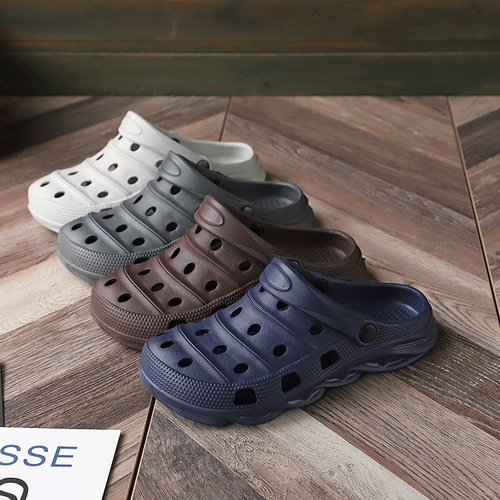 Summer Anti-Slip Garden Toe Shoes Student Nurse Shoes Flat Bottom Holes Shoes Men's Beach Sandals Big Head Slippers Men Summer 