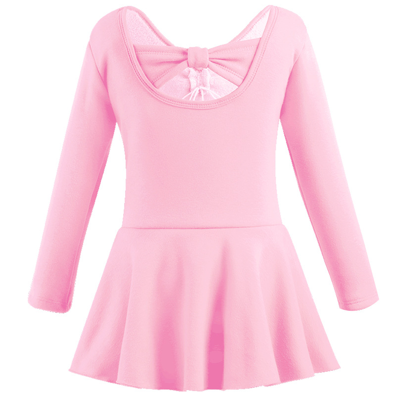 Ropa de baile para niñas, mangas largas de una pieza sin cachemira, ropa de práctica para niños de otoño e invierno, ropa de actuación, ropa de forma gruesa de terciopelo