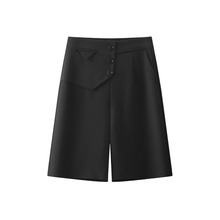 黑色西装短裤女2025新款秋季修身气质百搭五分裤宽松小个子阔腿裤