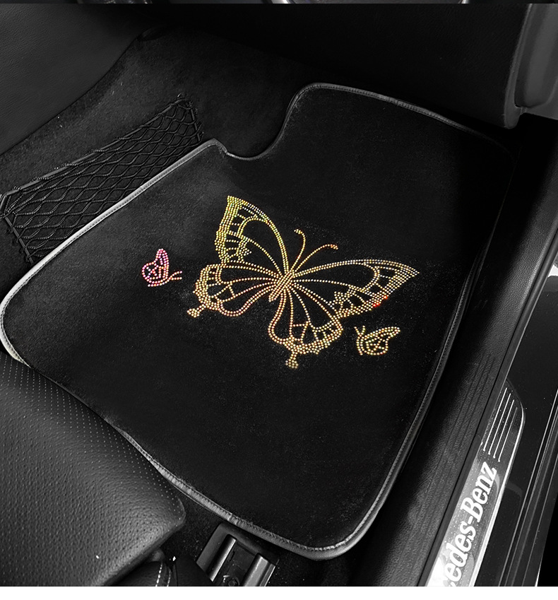 Car Velvet Foot Mat Carpet Type Universal Easy-to-Clean Waterproof Diamond Women's Car Mat Bicycle Inner Car Mat