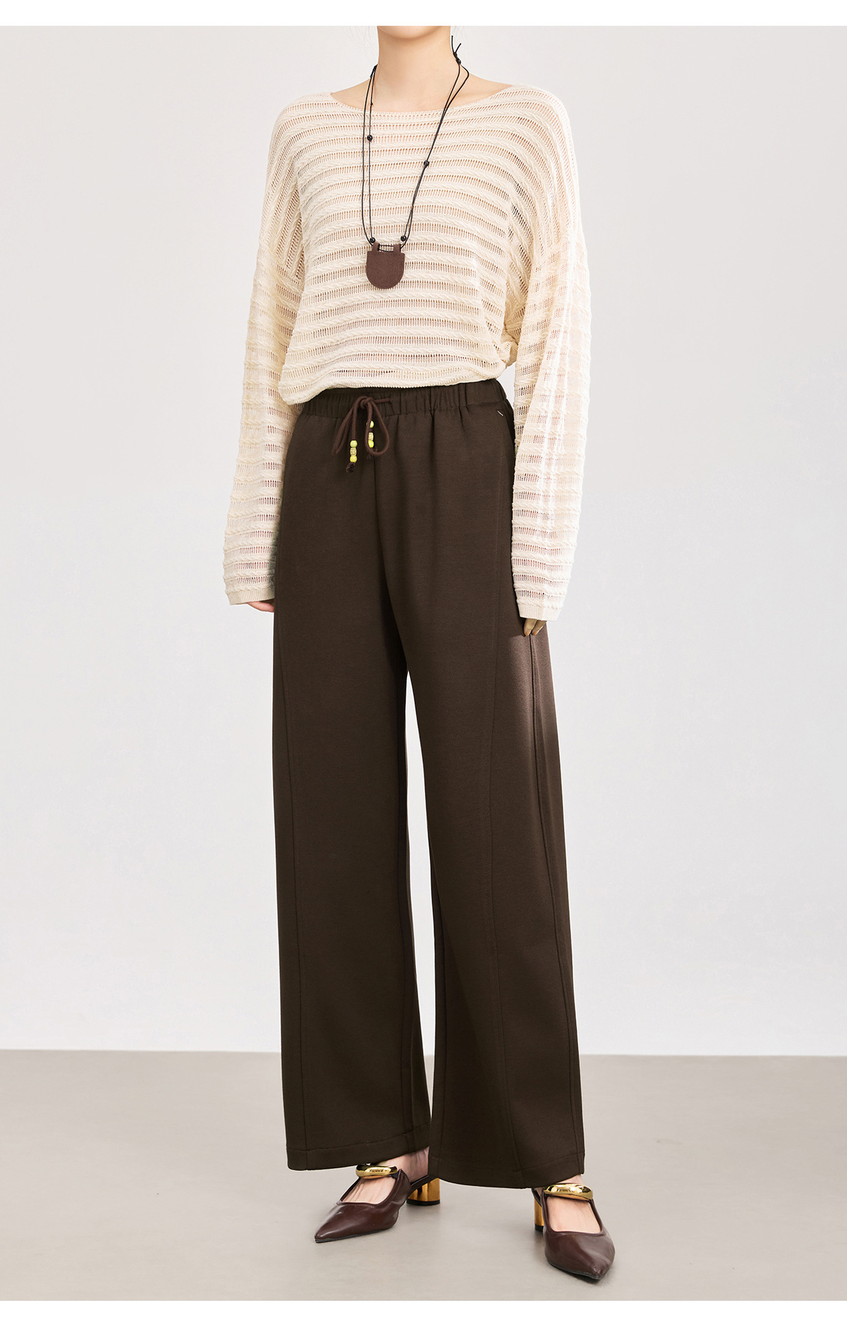 Quần culottes nữ ống rộng cạp thun dây rút vải mềm rủ — màu sắc chi tiết 19