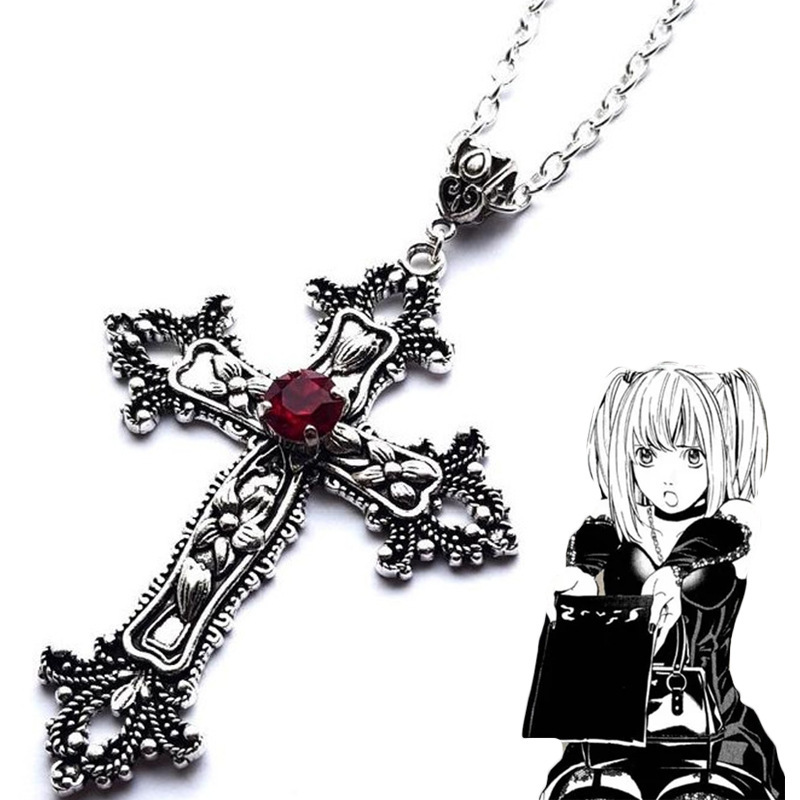 Amazon Cross-Border Creative Flower Pattern Cross Diamond Necklace Gothic Aliexpress Amazon Wish Europe and America