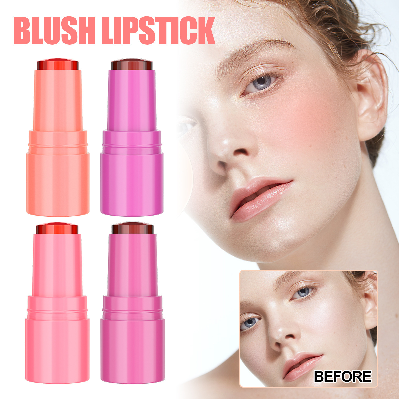 Fruit Blush Lipstick And Long Lasting Powder Blusher Lip Gloss_voghion.com