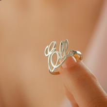 精致个性化姓名戒指订婚首饰不锈钢雕刻铭牌手指戒指爱的礼物
